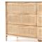 Rhian Coastal Beach Natural Mango Wood Woven Cane 6 Drawer Double Dresser
