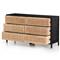 Rhian Coastal Beach Black Mango Wood Frame Natural Woven Cane 6 Drawer Double Dresser