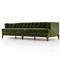 Allen Mid Century Green Velvet Brown Wood Frame Button Tufted Sofa - 91.25&quot;W