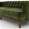 Allen Mid Century Green Velvet Brown Wood Frame Button Tufted Sofa - 91.25&quot;W