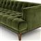 Allen Mid Century Green Velvet Brown Wood Frame Button Tufted Sofa - 91.25&quot;W
