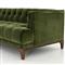 Allen Mid Century Green Velvet Brown Wood Frame Button Tufted Sofa - 91.25&quot;W