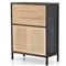 Rhian Coastal Beach Black Mango Wood Natural Woven Cane Dresser