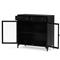 Katren Industrial Loft Black Metal Clear Tempered Glass 2 Door Sideboard