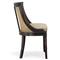 Aspyn Coastal Brown Upholstered Cane Back Black Mahogany Wood Wingback Side Chair