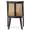 Aspyn Coastal Brown Upholstered Cane Back Black Mahogany Wood Wingback Side Chair