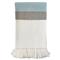 Palma Coastal Blue Wool White Stripe Handwoven Throw Blanket