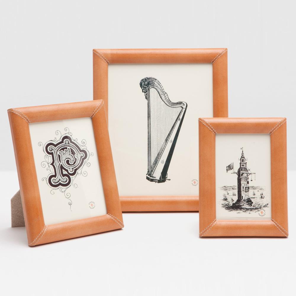 Pigeon And Poodle Eton Modern Classic Aged Caramel Leather Picture Frame - 4x6|