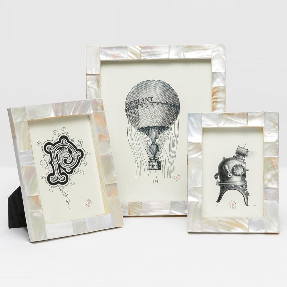 Pigeon And Poodle Lesina Regency White Kabibe Shell Picture Frame - 4x6|