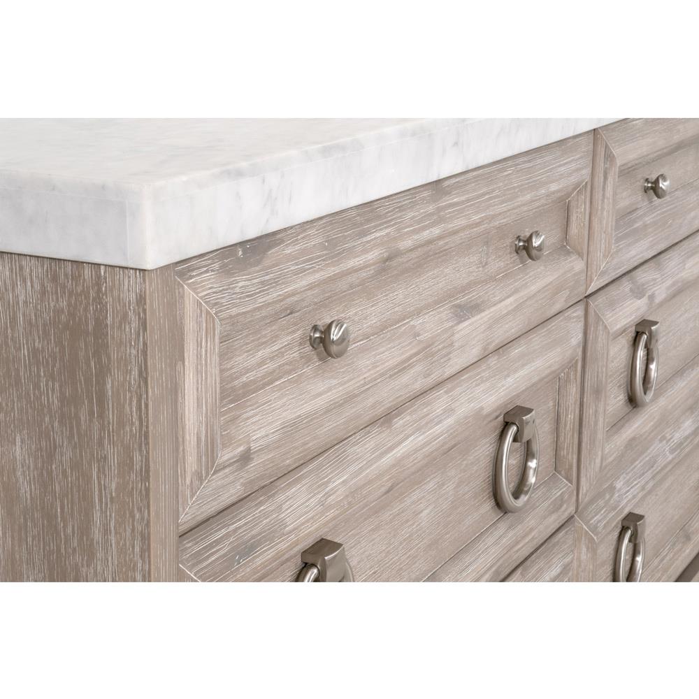 white dresser with grey top Agnes Curved Edge 6 Drawer Dresser, Dove Gray with Oak Top main image 1