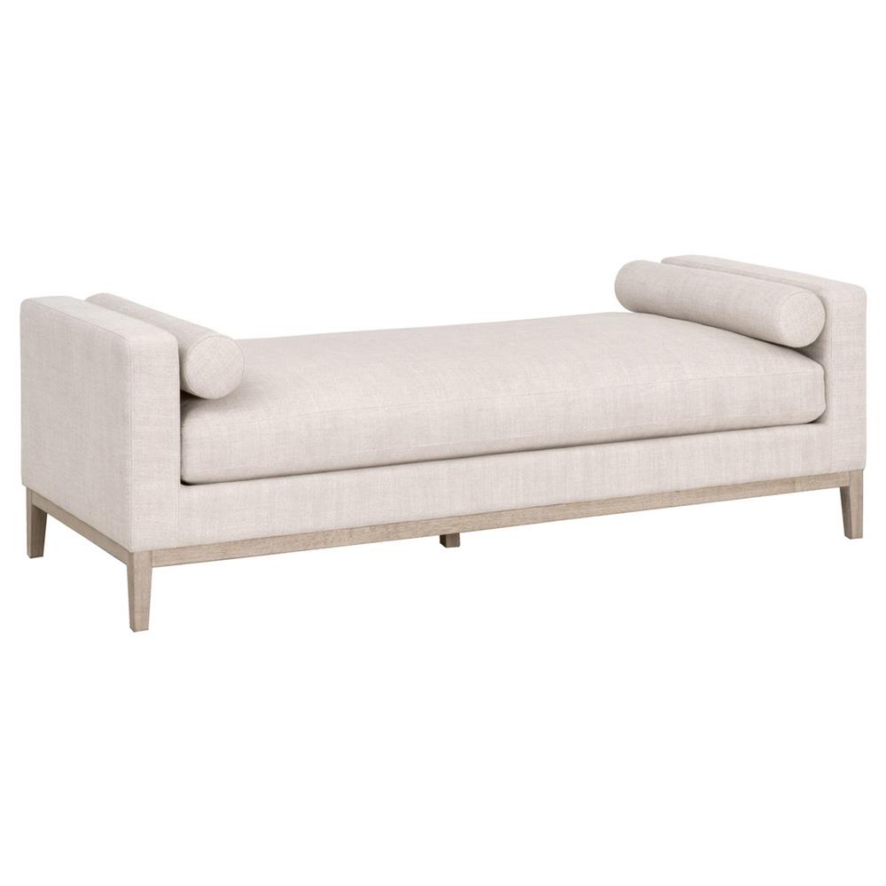 Kelly Modern Classic Grey Upholstered Natural Grey Oak Frame Daybed|