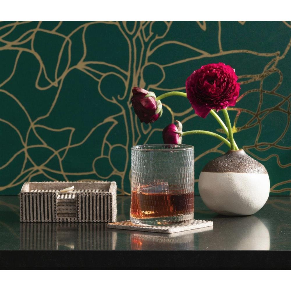 Bandar Rustic Lodge Brown Hair on Hide Striped Coaster - Set of 6|