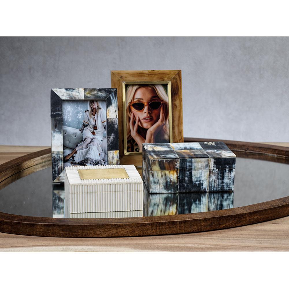 Ara Modern Classic Black Horn Rectangular Photo Frame - 4x6 4x6