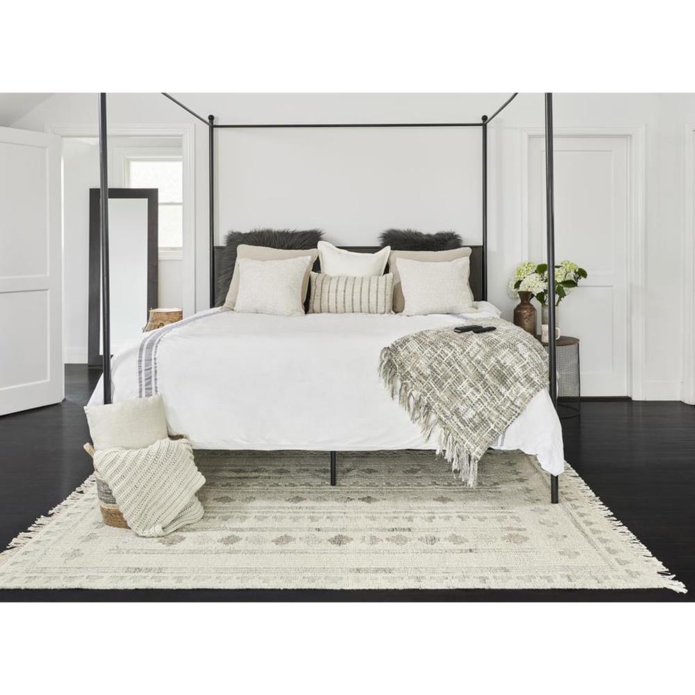 Teo Coastal Beach Cream Wool Geometric Patterned Rug - 3'6"x5'6"|