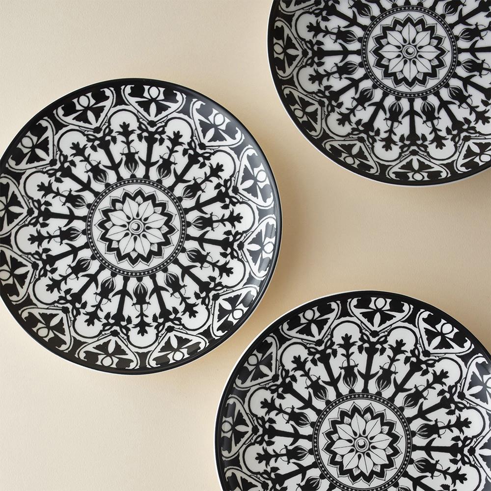 Casablanca Global Bazaar Black Porcelain Canape Plate - Set of 4|