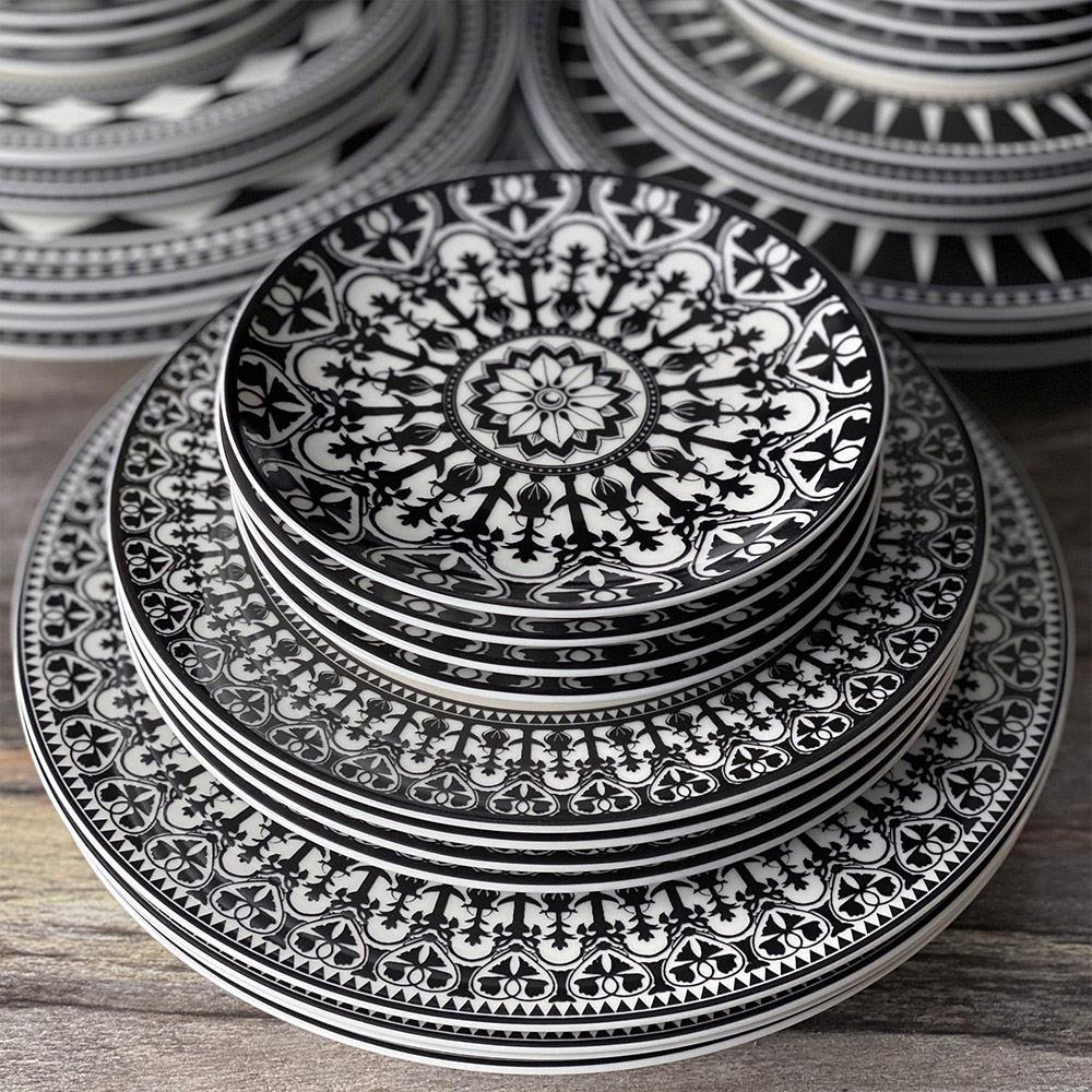 Casablanca Global Bazaar Black Porcelain Canape Plate - Set of 4|