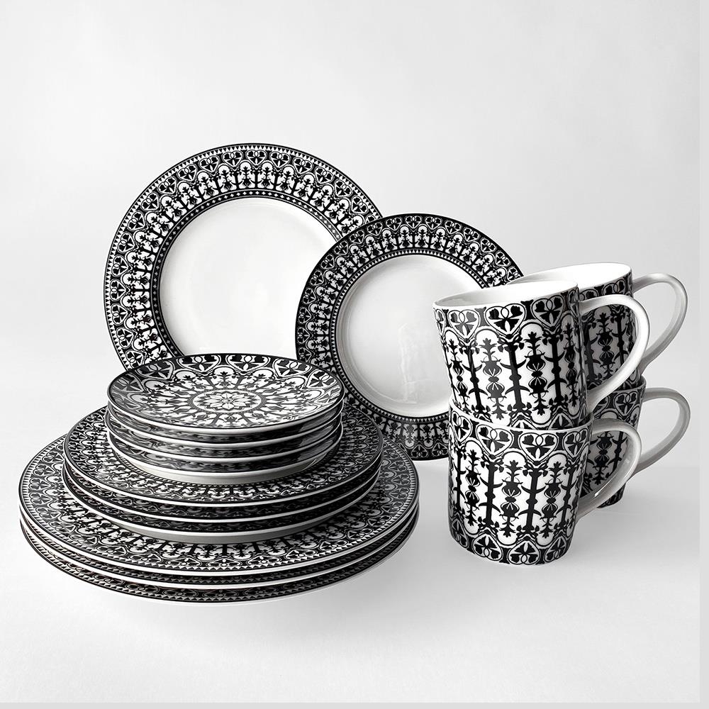 Casablanca Global Bazaar Black Porcelain Canape Plate - Set of 4|