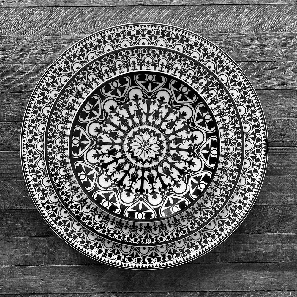 Casablanca Global Bazaar Black Porcelain Salad Plate|