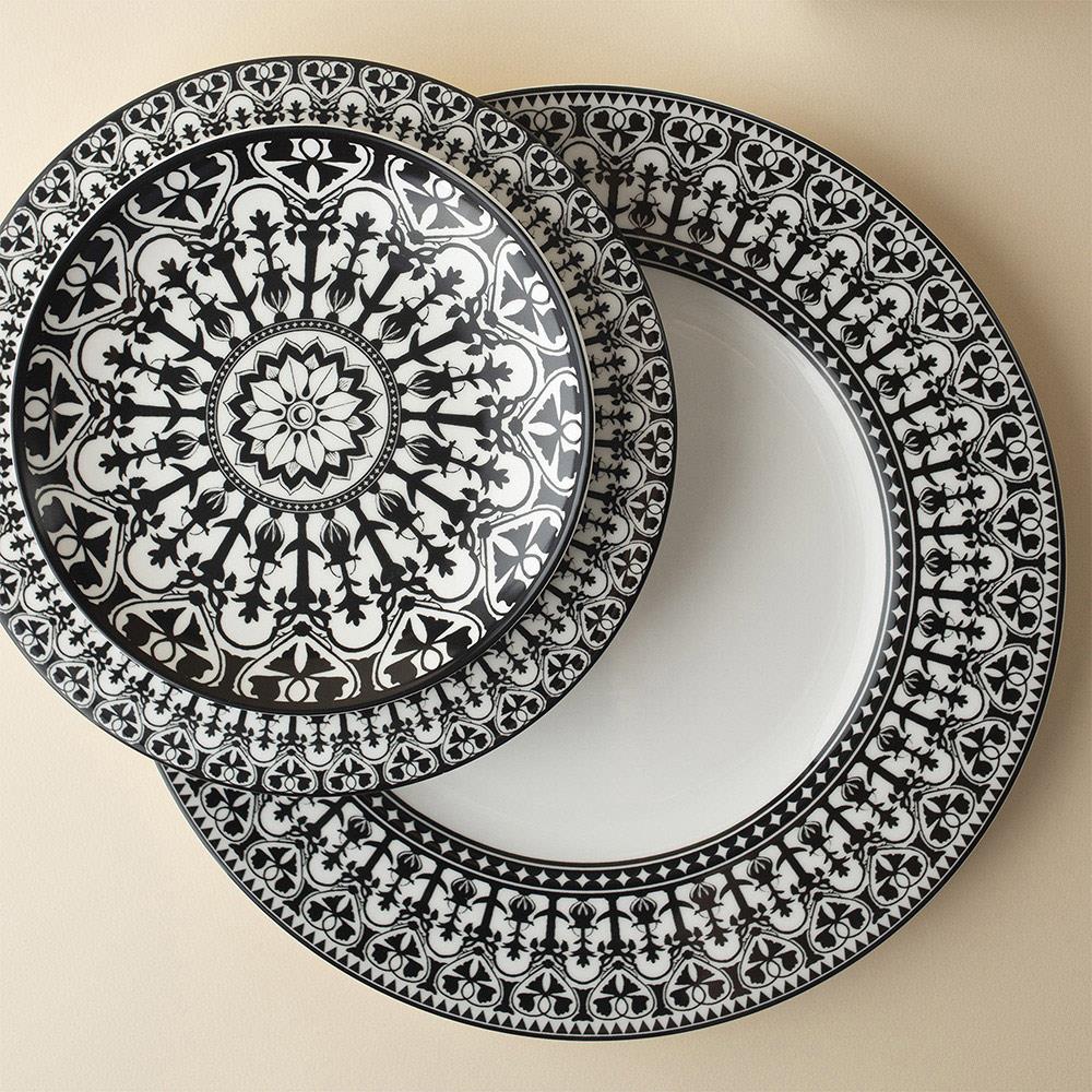 Casablanca Global Bazaar Black Porcelain Salad Plate|