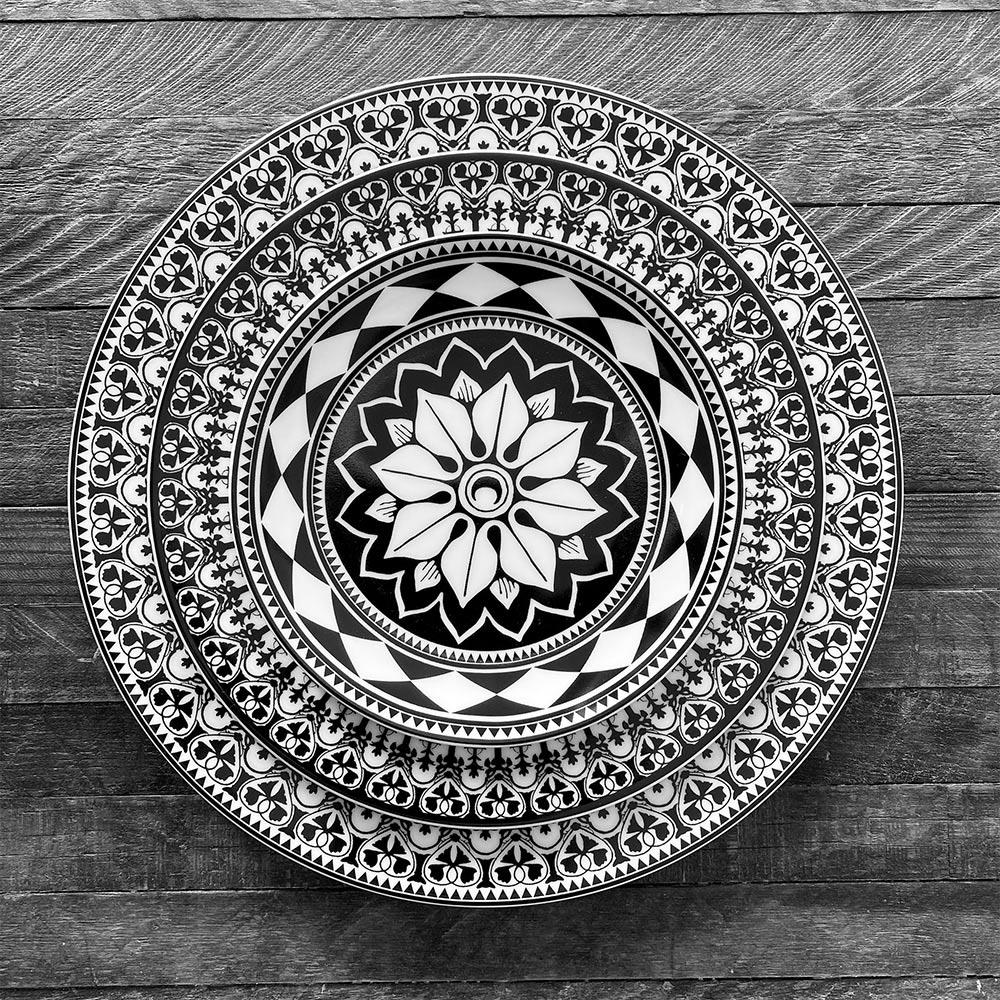 Casablanca Global Bazaar Black Porcelain Salad Plate|