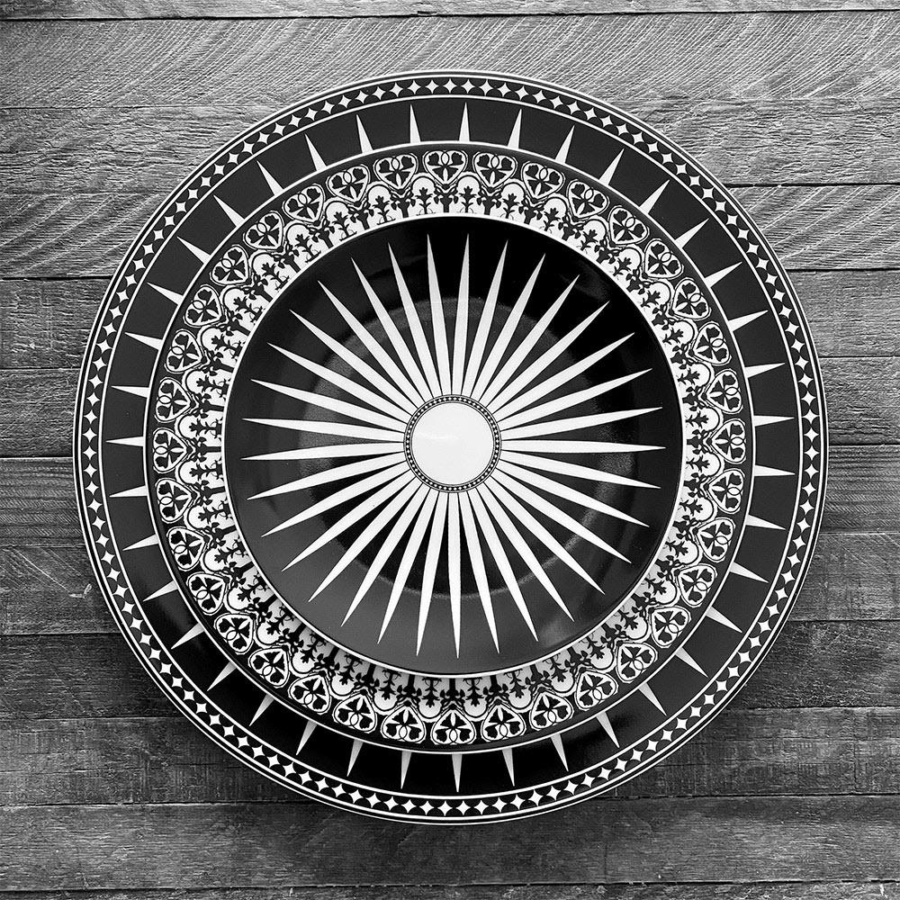 Casablanca Global Bazaar Black Porcelain Salad Plate|
