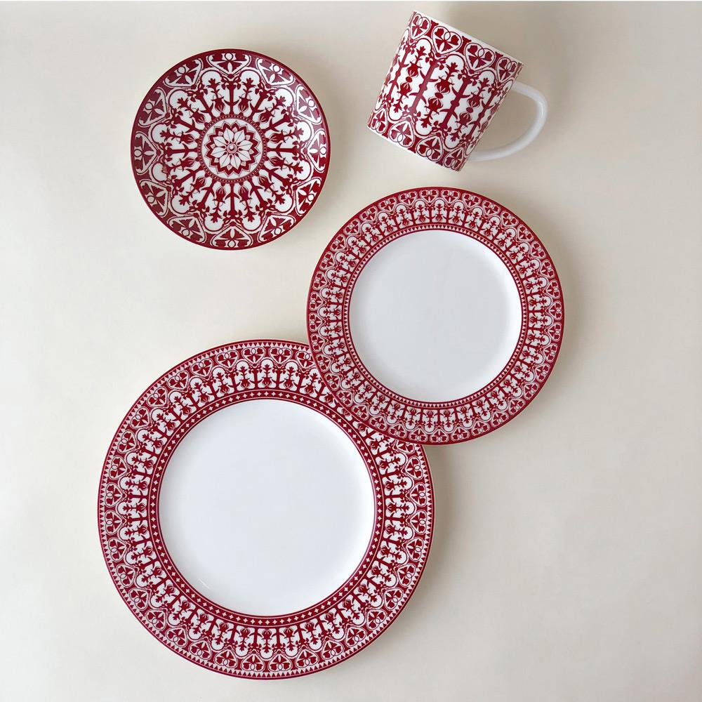 Casablanca Global Bazaar Crimson Porcelain Salad Plate|