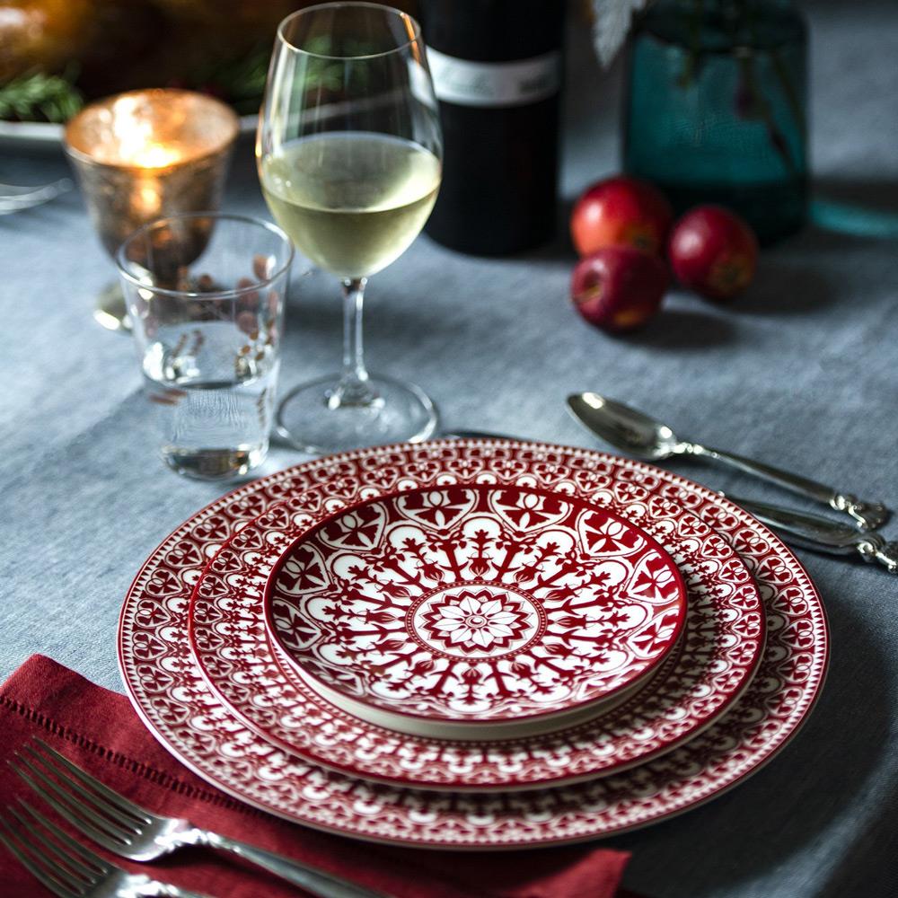 Casablanca Global Bazaar Crimson Porcelain Salad Plate|