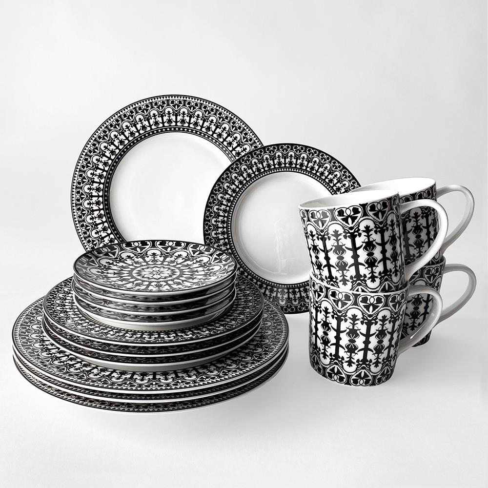 Casablanca Global Bazaar Black Porcelain Dinner Plate|