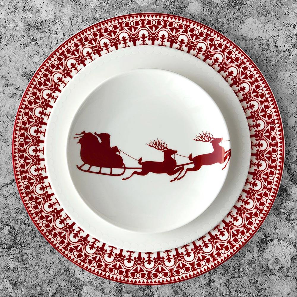 Casablanca Global Bazaar Crimson Porcelain Dinner Plate|