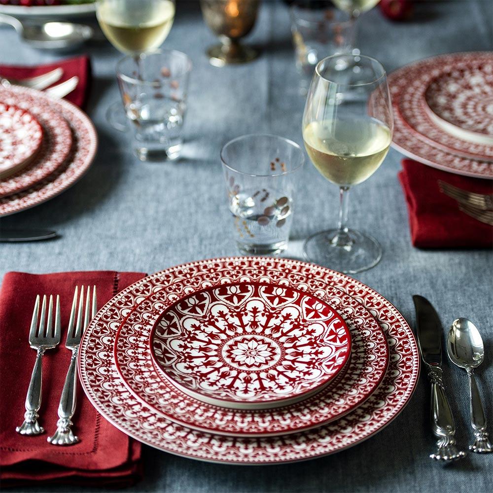 Casablanca Global Bazaar Crimson Porcelain Dinner Plate|