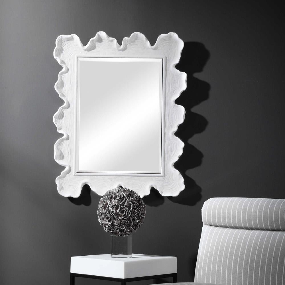 Preston Coastal Beach Matte White Resin Coral Frame Vanity Wall