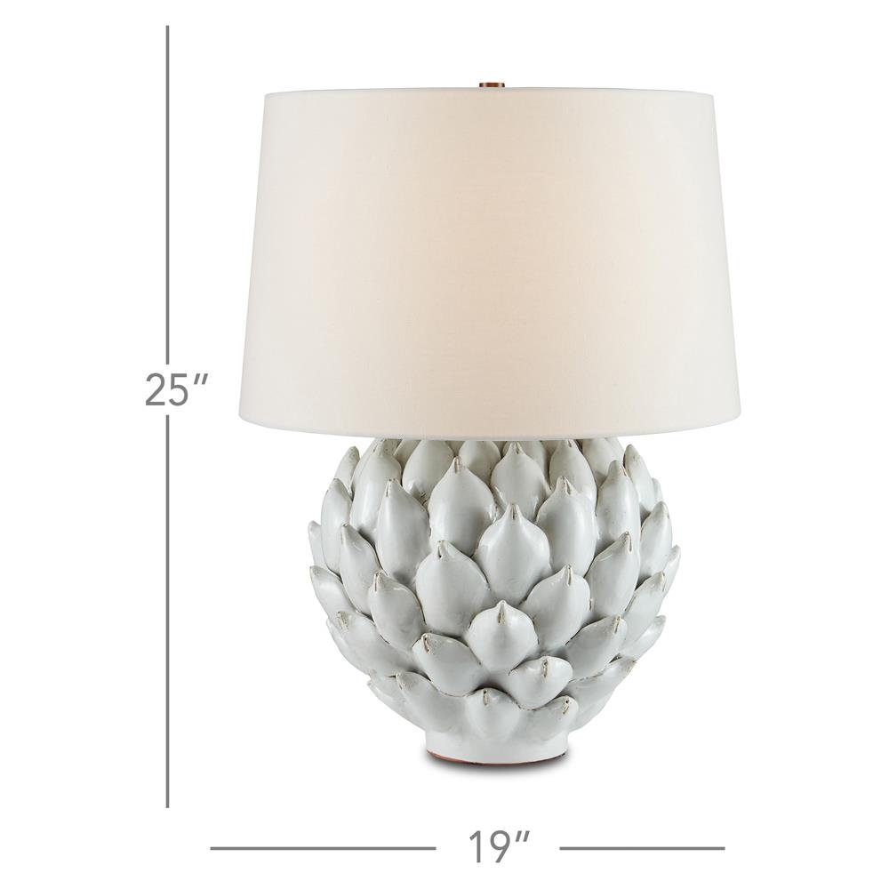 Daine French Country Antique White Ceramic Artichoke Bedside Table