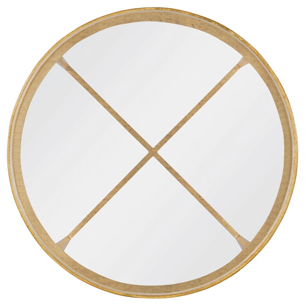 Century Logan Modern Classic Clear Tempered Glass Brass Metal Round Side Table|