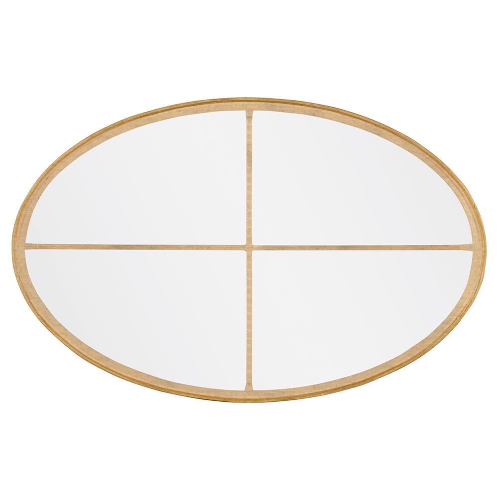 Century Logan Modern Classic Clear Tempered Glass Brass Metal Oval Coffee Table|