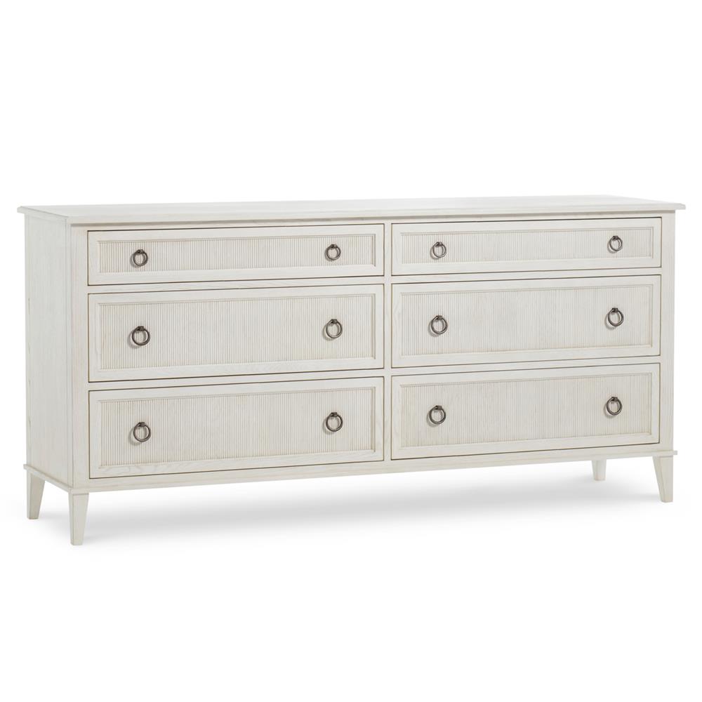 navy dress with gold stars Villa & House Bryant Extra Large 6 Drawer Chest Chiffon White Lacquered  Linen – CLAYTON GRAY HOME main image 0