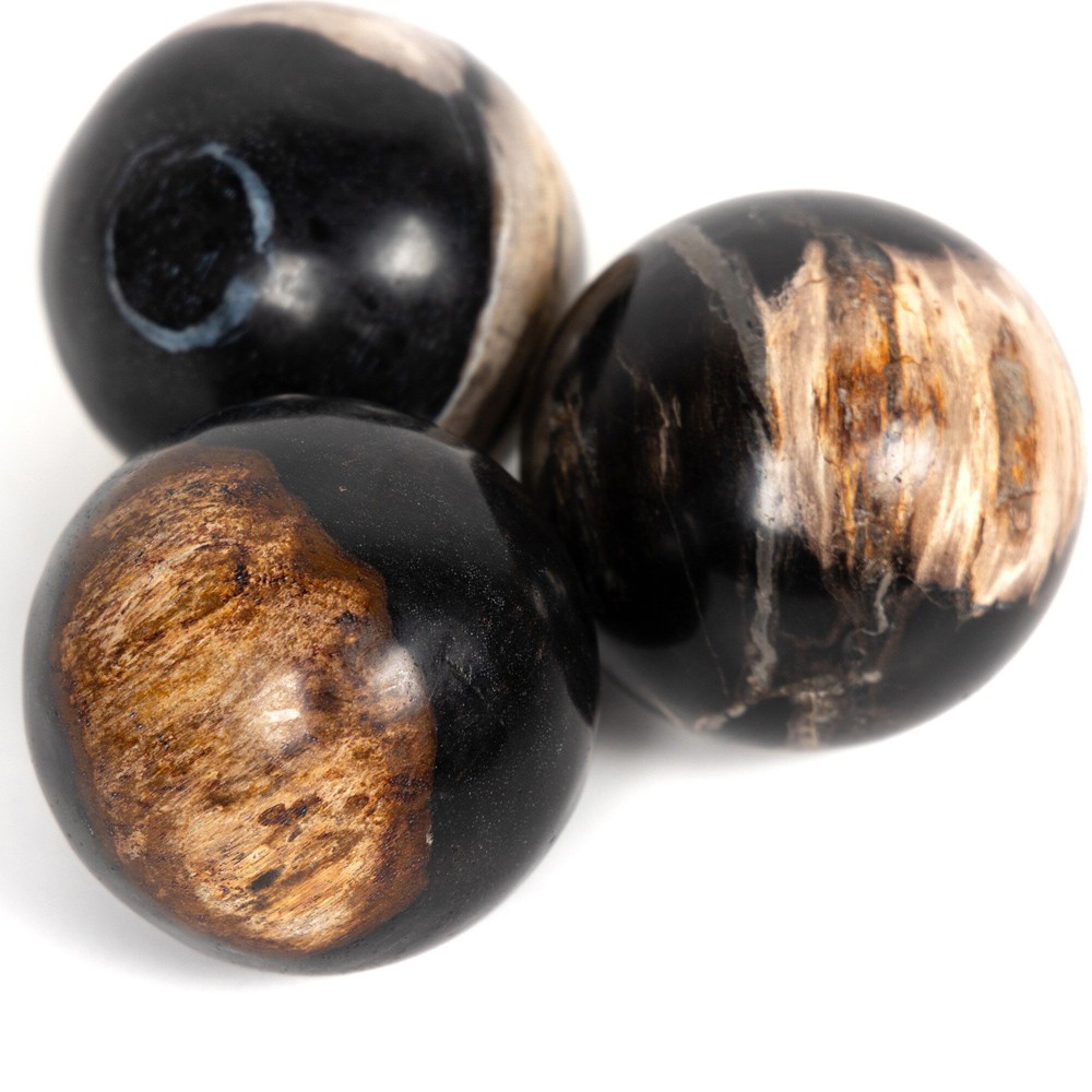 Conor Rustic Lodge Black Accent Brown Wood Round Decorative Objects - Set of 3|