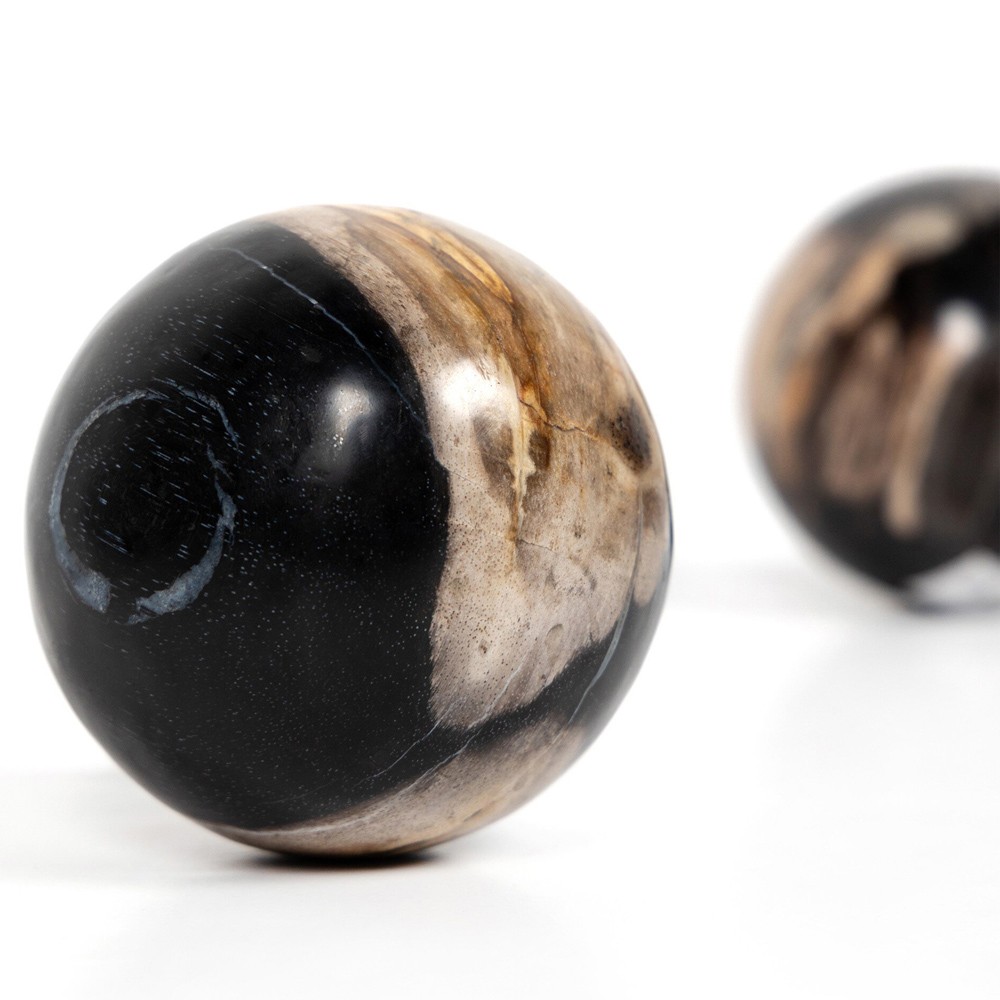 Conor Rustic Lodge Black Accent Brown Wood Round Decorative Objects - Set of 3|