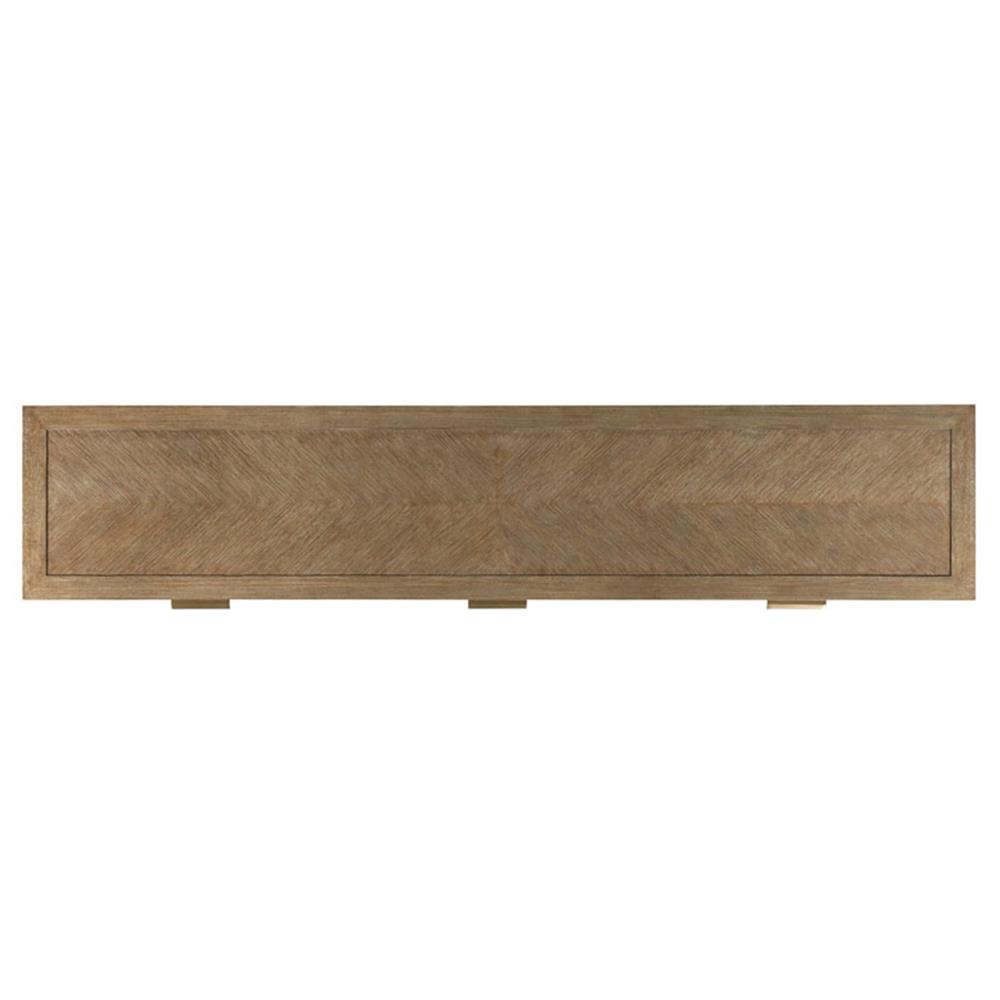 Gibson Rustic Lodge Vintage Brown Oak Brass Rectangular Console Table|