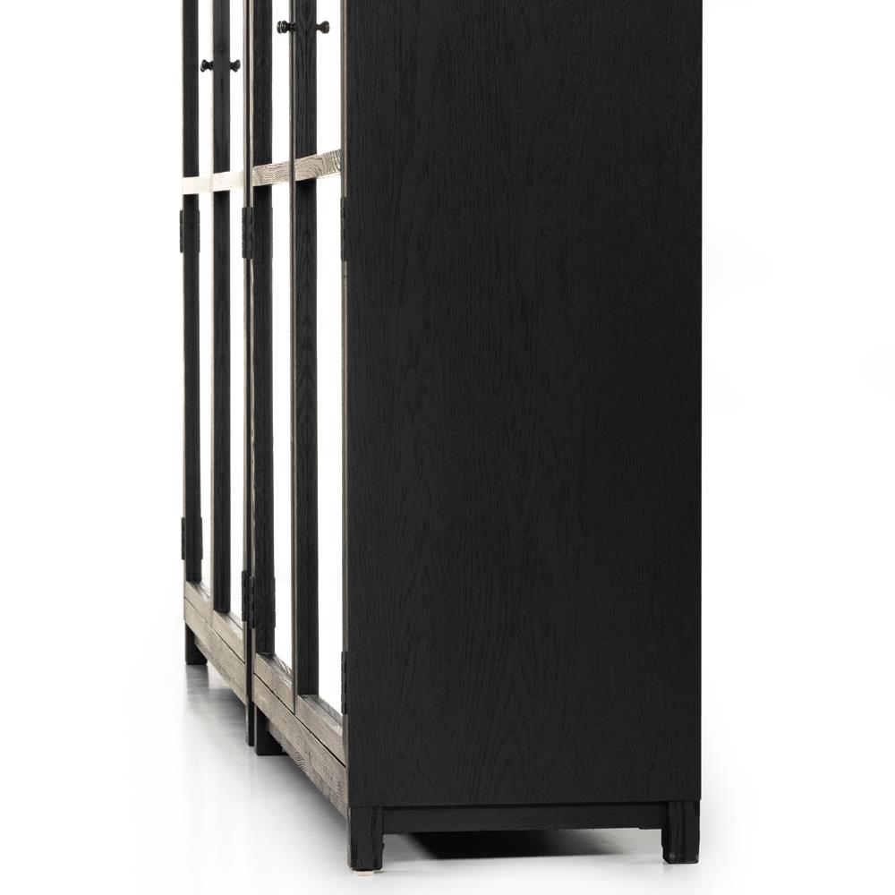 Clarence Rustic Lodge Black Oak Wood Clear Glass Door Large Display Case|