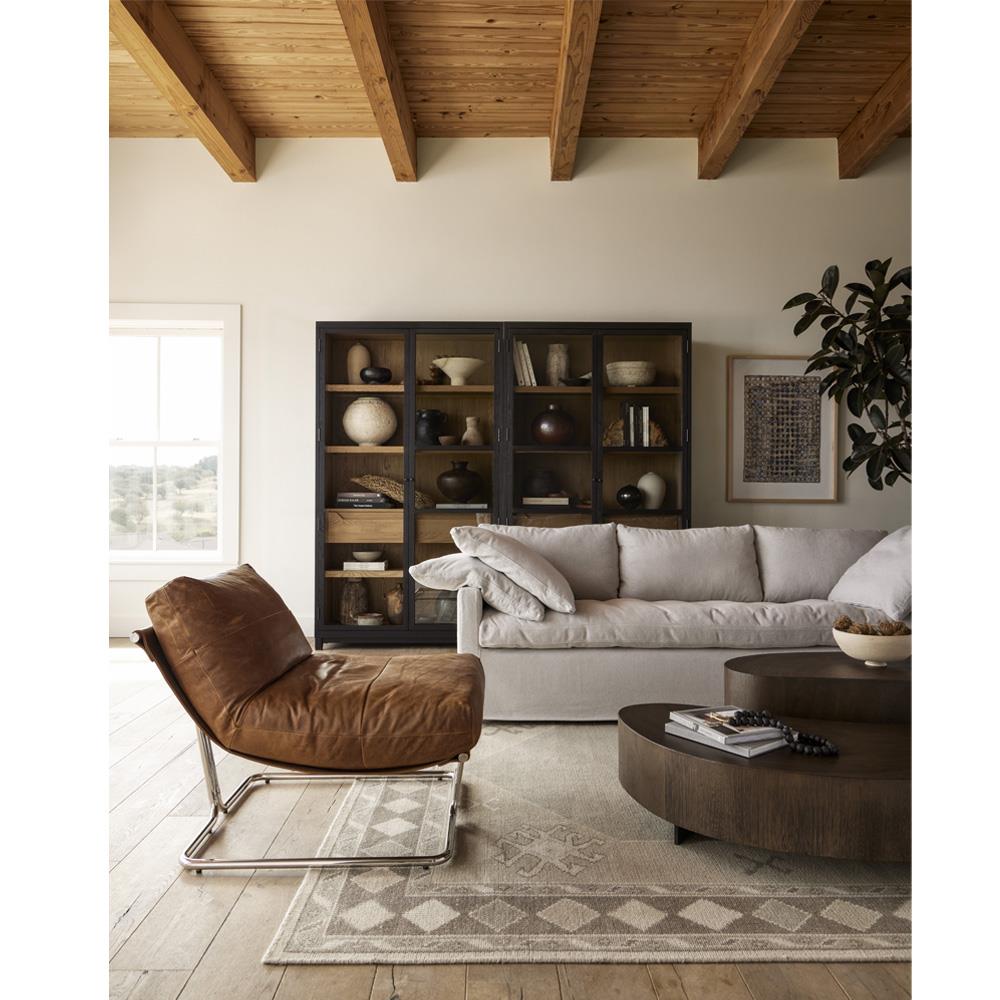 Clarence Rustic Lodge Black Oak Wood Clear Glass Door Large Display Case|