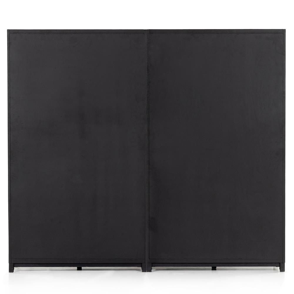 Clarence Rustic Lodge Black Oak Wood Clear Glass Door Large Display Case|