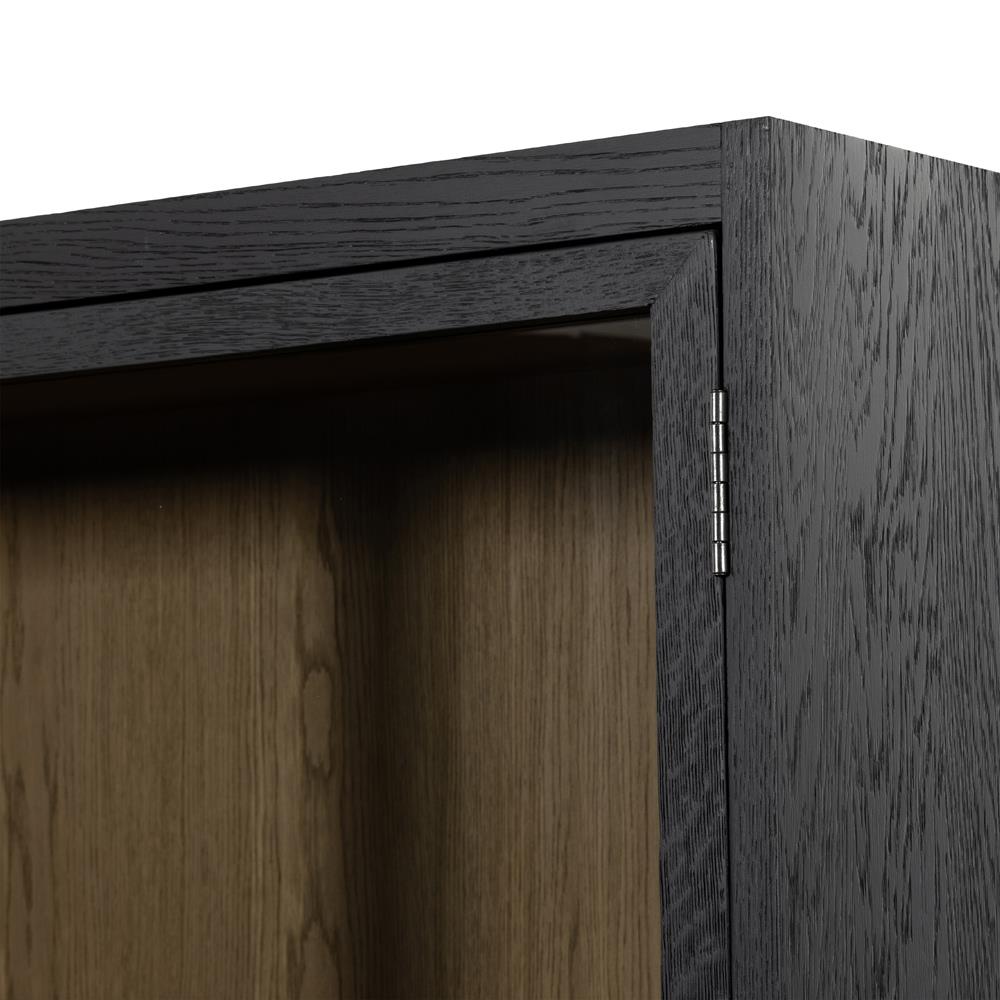 Clarence Rustic Lodge Black Oak Wood Clear Glass Door Large Display Case|