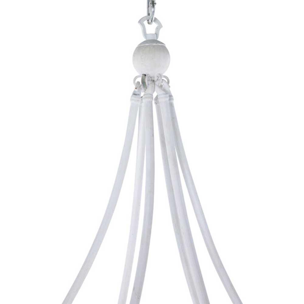 Nakita French Country White Frame Stone Beads Candle Style Chandelier|