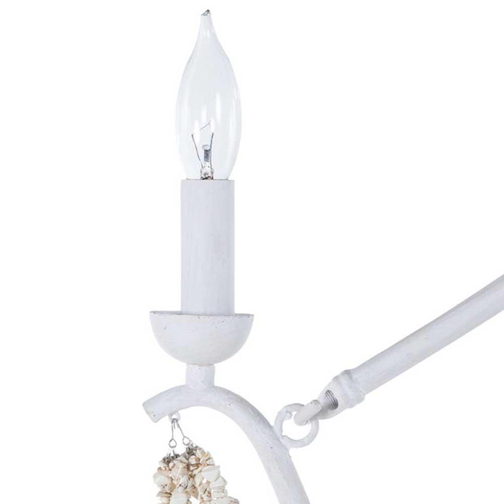 Nakita French Country White Frame Stone Beads Candle Style Chandelier|