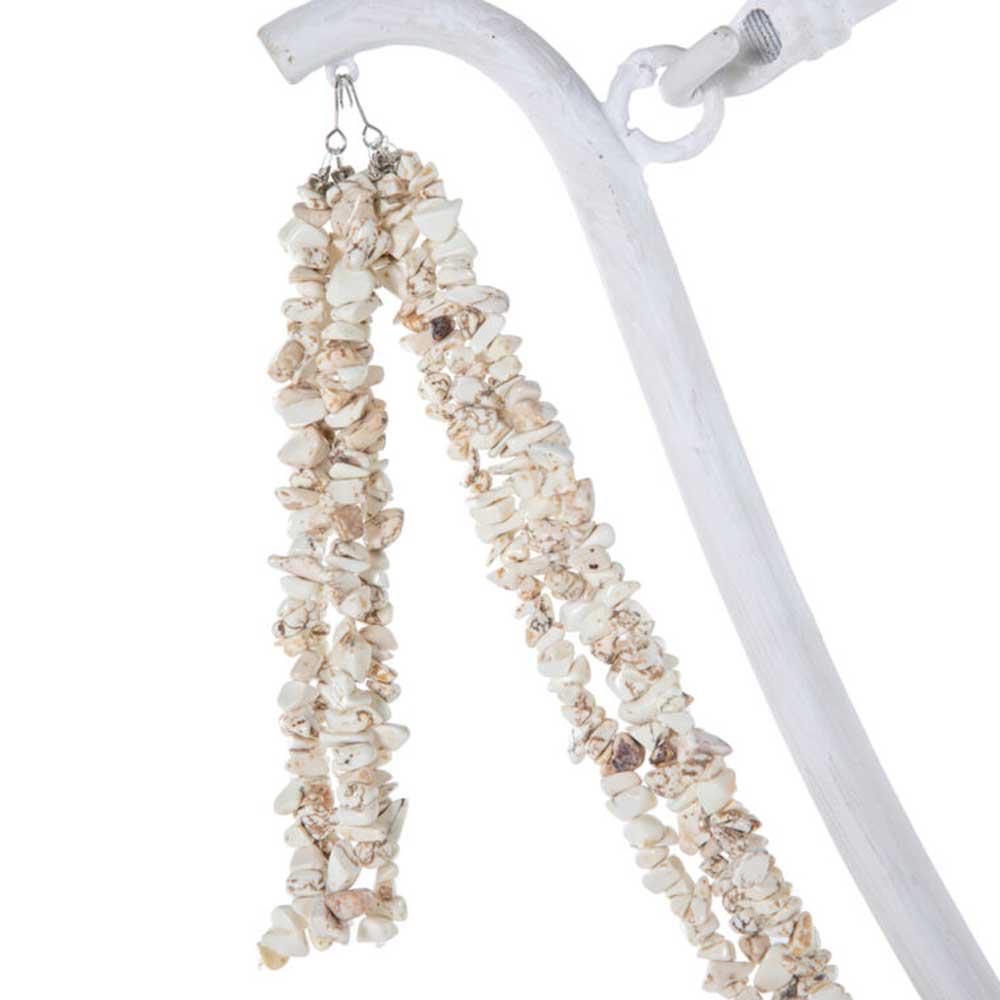 Nakita French Country White Frame Stone Beads Candle Style Chandelier|