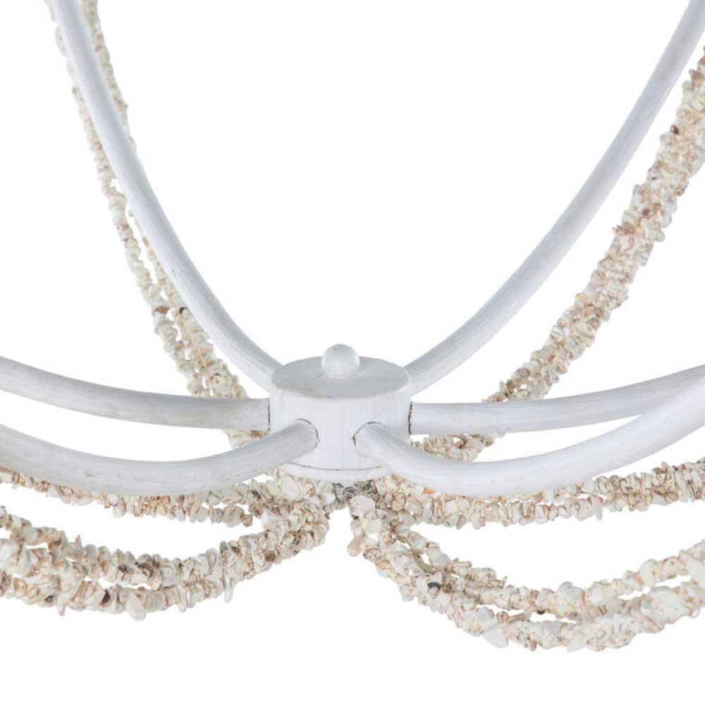 Nakita French Country White Frame Stone Beads Candle Style Chandelier|