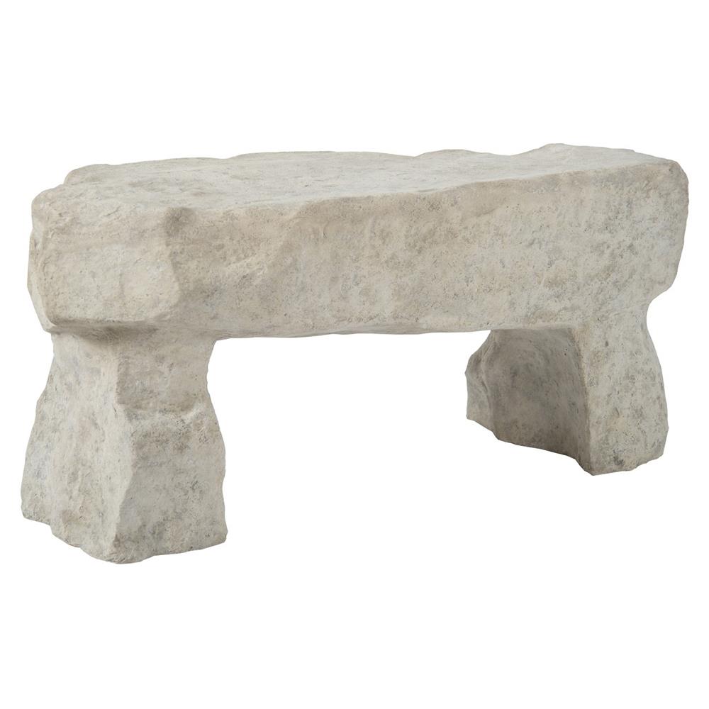 Nigel Industrial Loft Roman Stone Resin Outdoor Garden Bench|