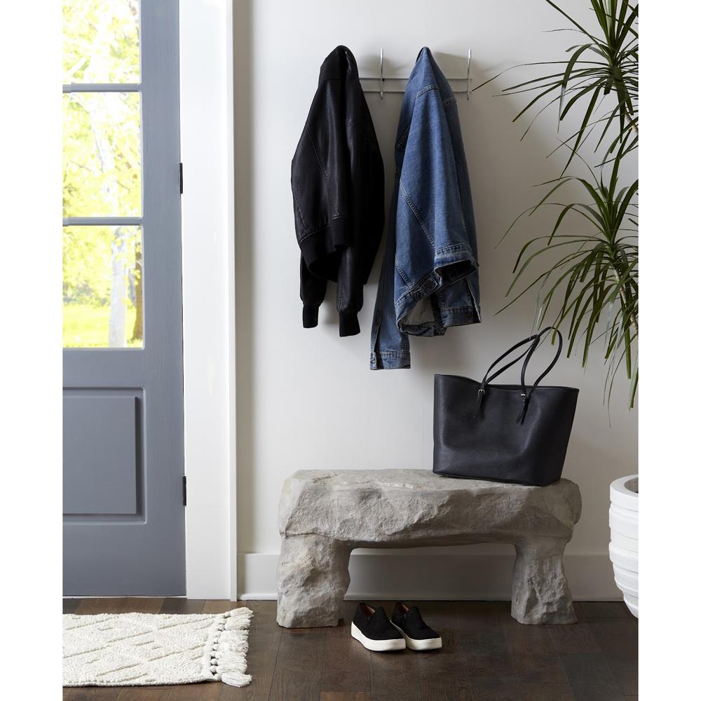 Nigel Industrial Loft Roman Stone Resin Outdoor Garden Bench|