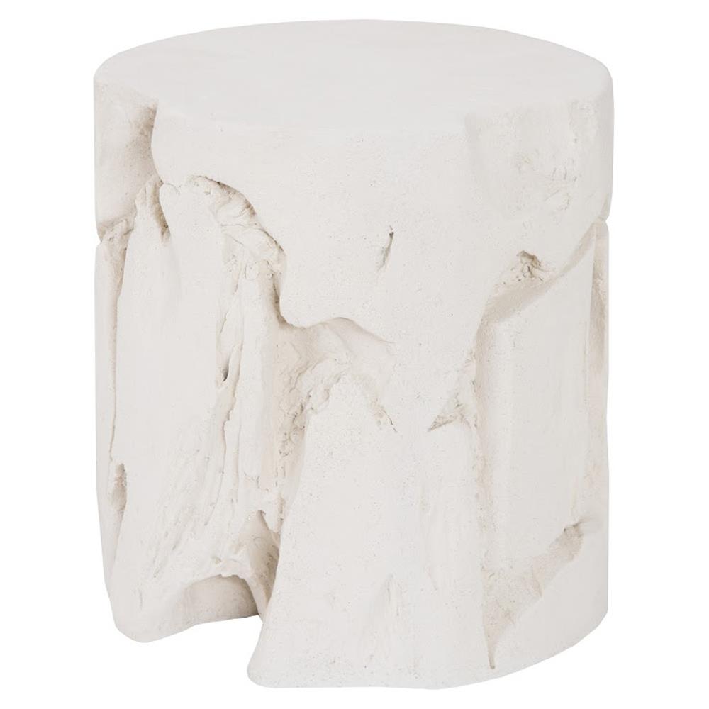 Beauden Coastal Beach Off-White Resin Round Outdoor Stool|