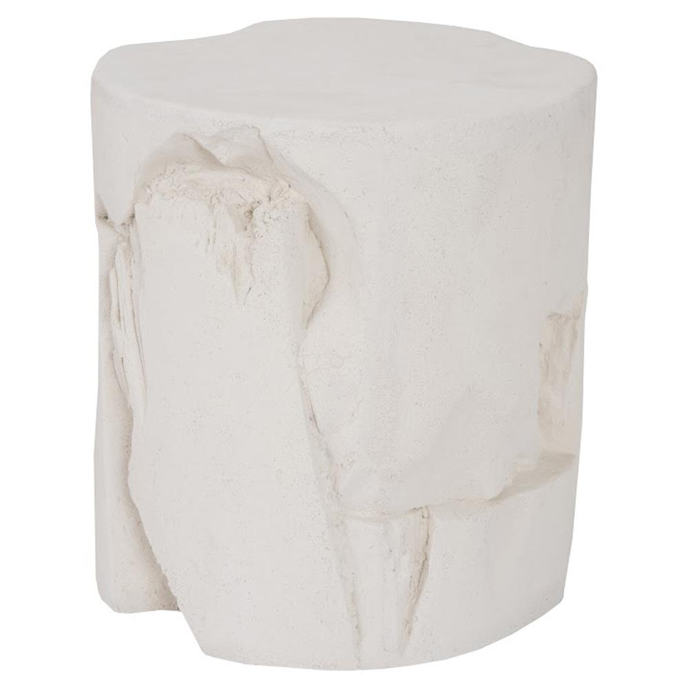 Beauden Coastal Beach Off-White Resin Round Outdoor Stool|